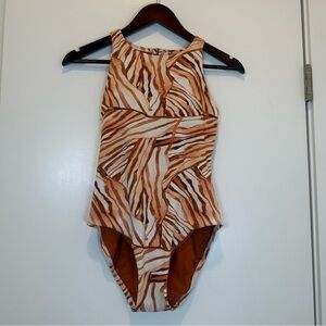 Calia Orange and White Striped One Piece Swimsuit